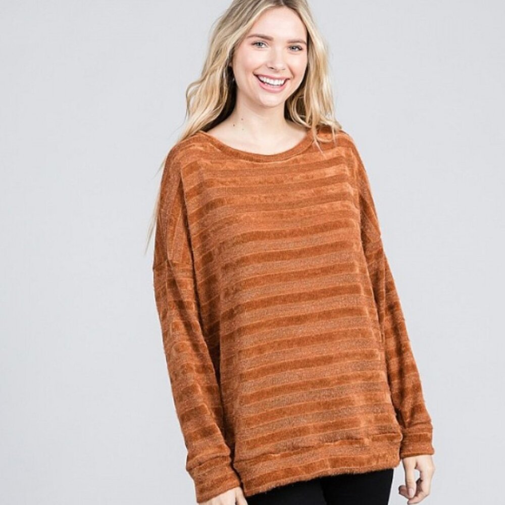 ✨🧡 GeeGee Plus Chenille Stripe Lurex Sweater | Boutique Style | NWOT